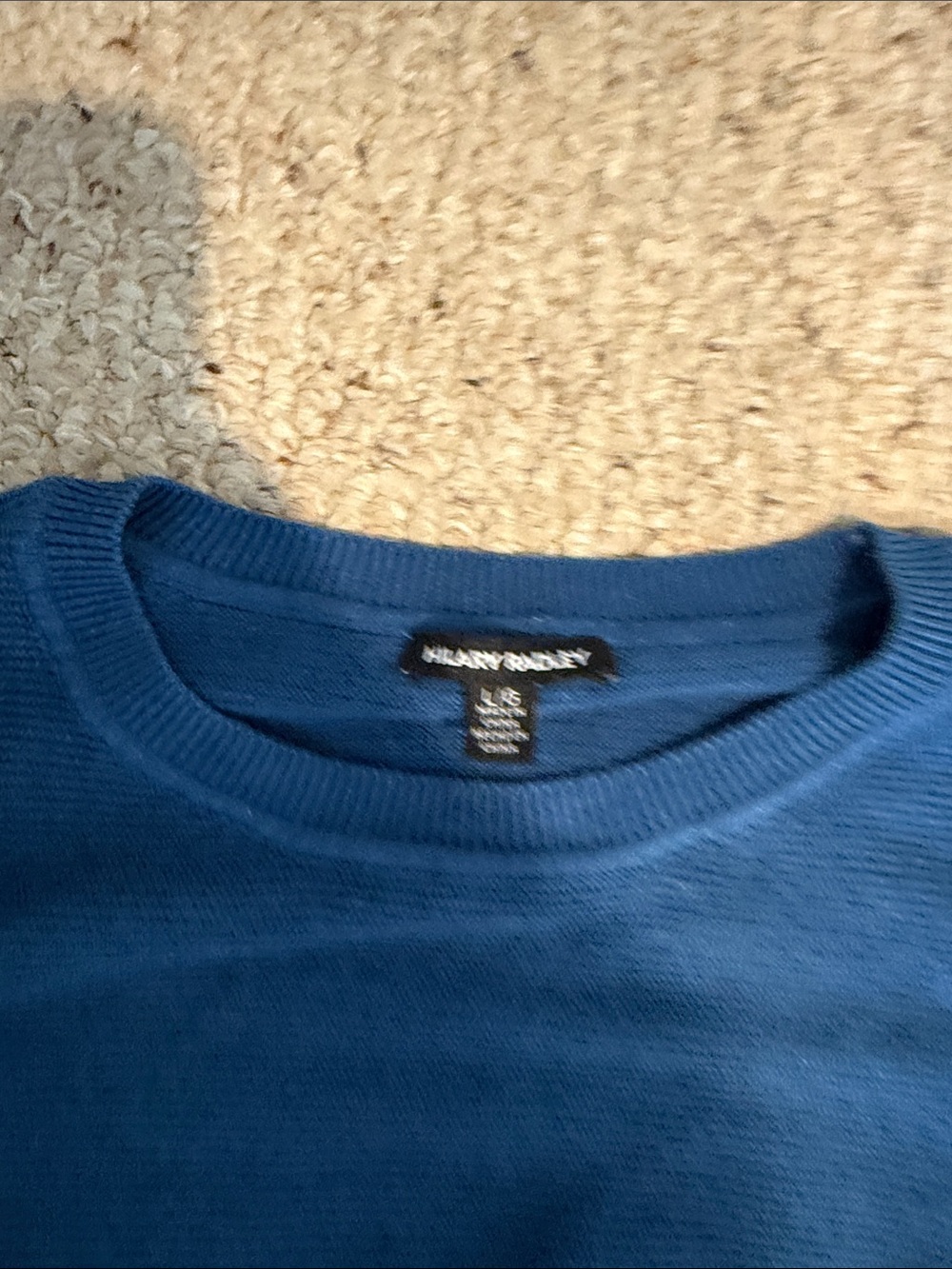 Hilary Radley Blue Sweater Top with White Layered Hem - Picture 2 of 5